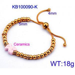 Stainless Steel Gold-plating Bracelet - KB100090-K