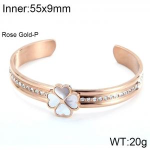 Stainless Steel Stone Bangle - KB103425-K
