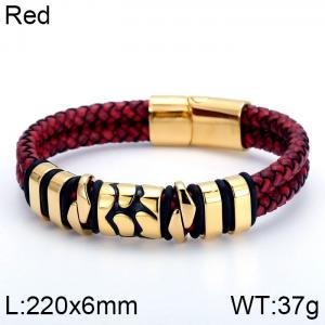 Stainless Steel Leather Bracelet - KB103436-K