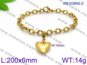 Stainless Steel Gold-plating Bracelet - KB103692-Z