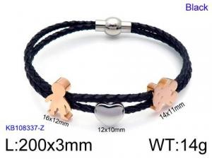 Stainless Steel Leather Bracelet - KB108337-Z