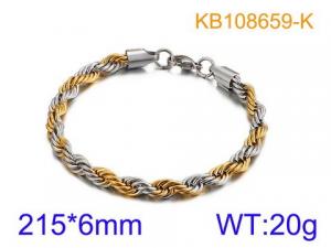 New Fried Dough Twists Chain Hip Hop Punk Gold Stainless Steel Gold-plating Bracelet - KB108659-K