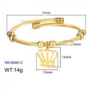 European and American fashion crown pendant stainless steel charm cable twisted wire gold bracelet - KB109487-Z
