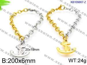 Stainless Steel Gold-plating Bracelet - KB109867-Z