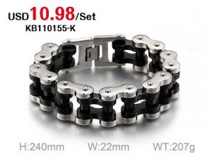 Bracelets & Bangles Men's Cuff Wristband Biker Motorcycle Black Bracelet - KB110155-K