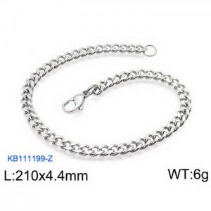 200x4.4mm Silver Stainless Steel Cuban Link Bracelet with Lobster Clasp - KB111199-Z