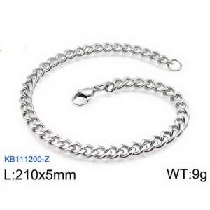 210x5mm Silver Stainless Steel Cuban Link Bracelet with Lobster Clasp - KB111200-Z