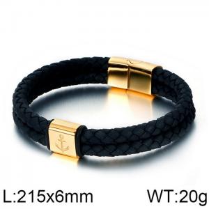 Stainless Steel Leather Bracelet - KB115576-KFC
