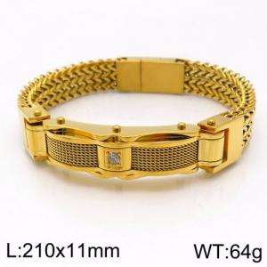 Trendy Creative Chain New Stainless Steel Men's Diamond Set Magnetic Buckle Gold-plating Bracelet - KB115702-KFC