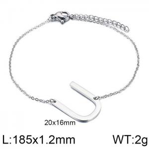 steel Color O-chain letter U stainless steel bracelet - KB116103-K