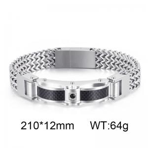 Fashion Creative Chain New Stainless Steel Men's Diamond Inlaid Carbon Fiber Magnetic Buckle Bracelet - KB116156-KHY-230