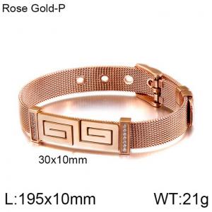 Stainless Steel Rose Gold-plating Bracelet - KB117088-KFC