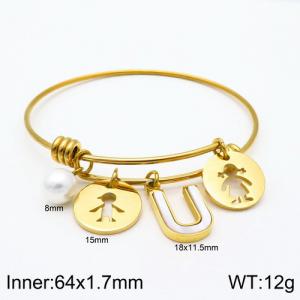 Stainless Steel Gold-plating Bangle - KB119036-Z
