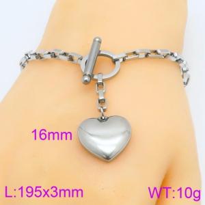 Personality Heart Pendant Box Chain Stainless Steel OT Lock Jewelry Bracelet - KB119570-Z