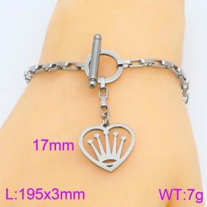 Elegant Gift Jewelry Heart Pendant Box Chain Stainless Steel OT Lock Bracelet - KB119572-Z