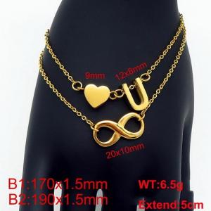 Stainless Steel Gold-plating Bracelet - KB121638-Z