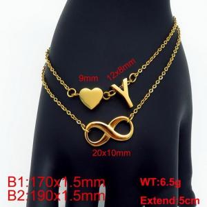 Stainless Steel Gold-plating Bracelet - KB121642-Z