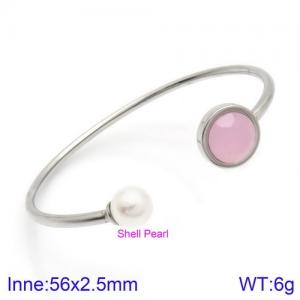 Stainless Steel Stone Bangle - KB123050-K