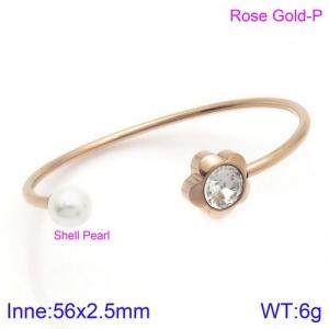 Stainless Steel Stone Bangle - KB123090-K