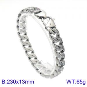 Men's hip-hop rock personalized diamond inlaid titanium steel Stone Bracelet - KB129874-BDJX