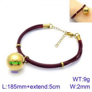 Exaggerated 18mm Gold Ball Titanium Steel Wine Red Bracelet - KB130533-Z