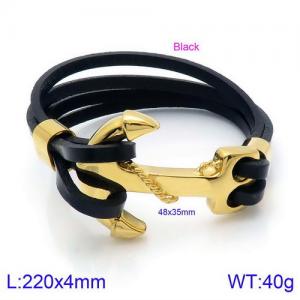 Stainless Steel Leather Bracelet - KB134500-BDJX