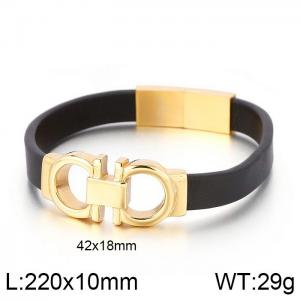 Stainless Steel Leather Bracelet - KB134509-BDJX
