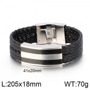 Stainless Steel Leather Bracelet - KB134525-KFC