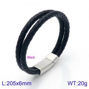 Stainless Steel Leather Bracelet - KB134527-KFC