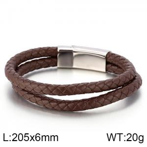Stainless Steel Leather Bracelet - KB134528-KFC