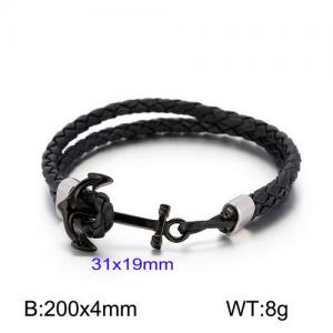 Stainless Steel Leather Bracelet - KB134529-KFC