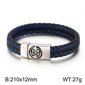 Stainless Steel Leather Bracelet - KB134537-KFC