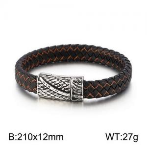 Stainless Steel Leather Bracelet - KB134538-KFC