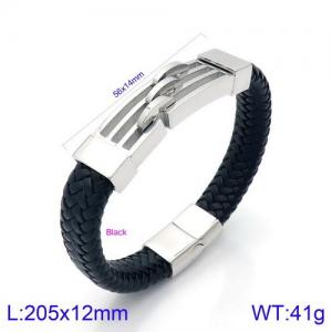 Stainless Steel Leather Bracelet - KB134589-KFC