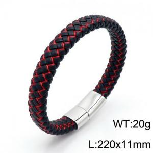 Stainless Steel Leather Bracelet - KB136108-QM
