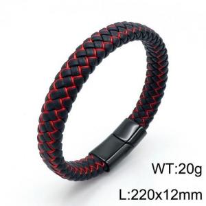Stainless Steel Leather Bracelet - KB136109-QM