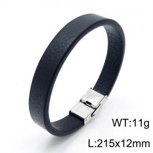 Stainless Steel Leather Bracelet - KB136112-QM