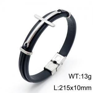 Stainless Steel Leather Bracelet - KB136120-QM
