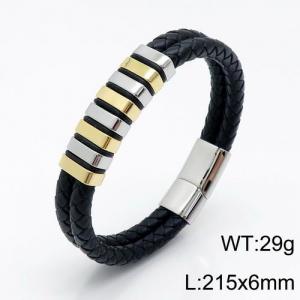Stainless Steel Leather Bracelet - KB136125-QM