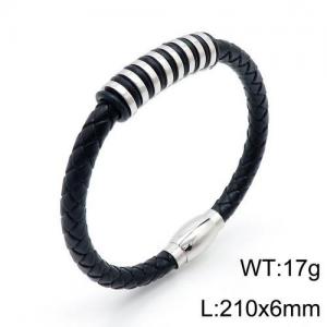 Stainless Steel Leather Bracelet - KB136133-QM
