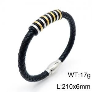 Stainless Steel Leather Bracelet - KB136134-QM