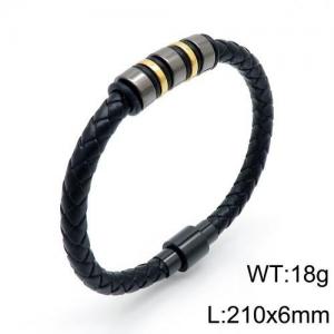 Stainless Steel Leather Bracelet - KB136136-QM