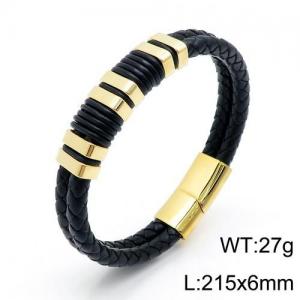 Stainless Steel Leather Bracelet - KB136142-QM