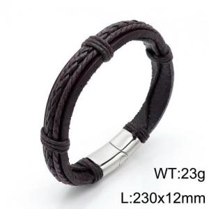 Stainless Steel Leather Bracelet - KB136148-QM