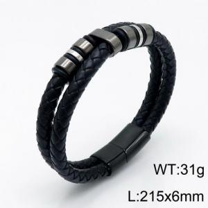 Stainless Steel Leather Bracelet - KB136151-QM