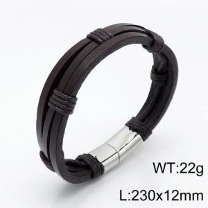 Stainless Steel Leather Bracelet - KB136152-QM