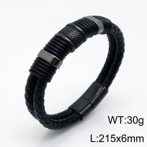 Stainless Steel Leather Bracelet - KB136164-QM