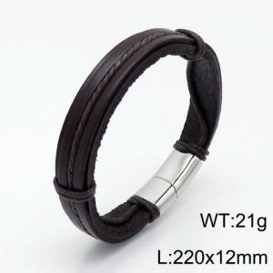 Stainless Steel Leather Bracelet - KB136168-QM