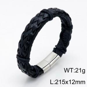 Stainless Steel Leather Bracelet - KB136170-QM