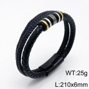 Stainless Steel Leather Bracelet - KB136192-QM